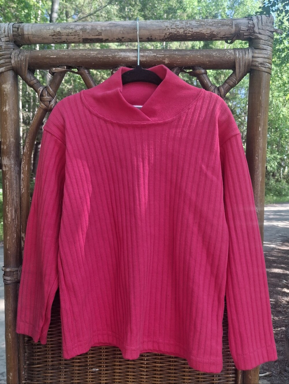 Girl's Ribbed Funnel Neck Sweater - Pink